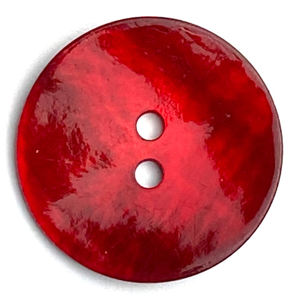 1" Deep Red Pearl Shell 2-hole Button 26mm,  #098-D