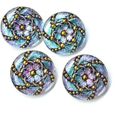 Lavender/Blue Hurricane Swirls Czech Glass Button 31mm  1-1/4" #CZ 157