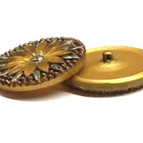 Golden Sunflower Large Czech Glass Button 1-1/4"  31mm #CZ-129