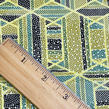 Kiwi Geometry Hexagon Print Silk from Japan, By the Yard   #283