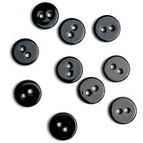 SALE, Small Shiny Black River Shell 2-Hole 3/8" Button, 9mm, PACK OF TEN # SK-2255