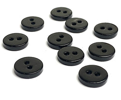 SALE, Small Shiny Black River Shell 2-Hole 3/8" Button, 9mm, PACK OF TEN # SK-2255