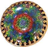 Rainbow Colors Mandala Czech Glass Crystal Dome Button 1.25"   #CB169