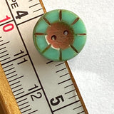 Jade Green Rustic Czech Glass Sunray Flower, 2 hole button 14mm/ 9/16"  #L-64177