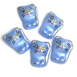 Cat with Silver Paws Czech Glass Handpainted Button, Blue 1-1/8"  #CB732