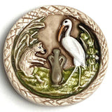 Crane, Fox and Amphora,  1-1/4" Art Stone Button, by Susan Clarke