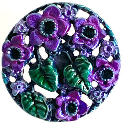 Purple Daffodils Metal Art Button by Susan Clarke 1-1/8"
