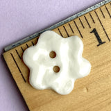 White "Crochet" Flower Shape Porcelain Button, 3/4"