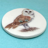 Owl Porcelain Button, 1-1/8"