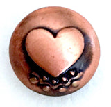 LAST ONES Copper Chubby Heart Button 5/8" shank back