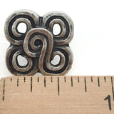 Silver and Black Rustic Clover Square button 5/8". #SK-948