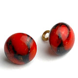 Red and Black Lava Swirl Vintage Small Glass Button Small 5/16" # GL314