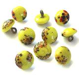 Small Bright Yellow "Paint Splatters" Vintage Glass Buttons 3/8"  #GL390