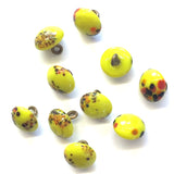 Small Bright Yellow "Paint Splatters" Vintage Glass Buttons 3/8"  #GL390