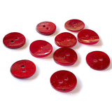 7/8" Deep Red Pearl Shell 2-hole Button, $2.10 each   #360389-D