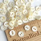 Tiny Vintage Ivory 2-Hole Rustic Pearl Shell Button, 3/8", TWENTY for $12.00  #KB908