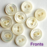 Tiny Vintage Ivory 2-Hole Rustic Pearl Shell Button, 3/8", TWENTY for $12.00  #KB908