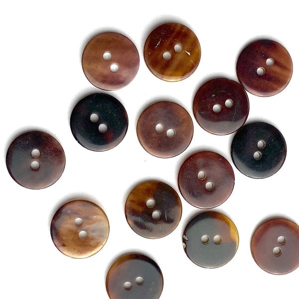 Re-Stocked, Tortoise Shell Translucent Shell Button from Japan, 9/16", TWENTY for $7.00  #KB-913