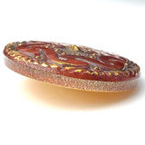 Rose Amber Handpainted Czech "Lacy" Glass Button 1-1/16", Susan Clarke #SC1519D