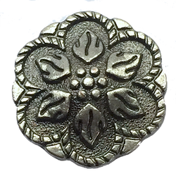 Gunmetal Silver Clematis Flower Metal Button 5/8"  #SWC-51