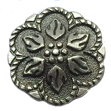 Gunmetal Silver Clematis Flower Metal Button 5/8"  #SWC-51