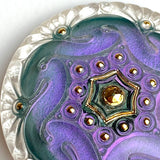 LARGE Purple/Forest/Pearl/Gold Czech Glass Button 1-5/8", Susan Clarke  #SC278C
