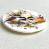 Chickadees Large Pearl Shell Button 1-3/8"   #SC-1275