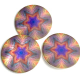 Psychedelic Feather Star, Purple/Orange Mother of Pearl Button by Susan Clarke, 1-3/8"  #SC1592
