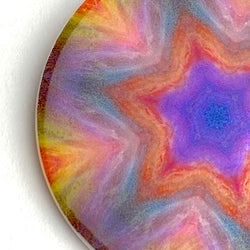Psychedelic Feather Star, Purple/Orange Mother of Pearl Button by Susan Clarke, 1-3/8"  #SC1592