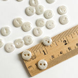 12 Buttons, Tiny White Vintage Czech Glass 2-Hole 11mm/ 7/16"   #CB058