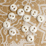 12 Buttons, Tiny White Vintage Czech Glass 2-Hole 11mm/ 7/16"   #CB058