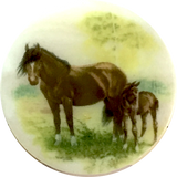 Horse Button: Mom and Foal Pearl 1-3/8" Artisan Made #SC-1488