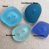Aqua Blue Tumbled Silky "Sea Glass" Button, 1/2" - 3/4"