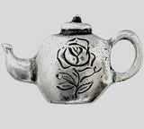 Teapot Rose Button, Pewter 7/8"