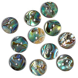 1/2" Small Greens & Blues Vivid Abalone 2-hole, $1.20 each  #0033