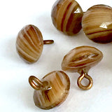"Mocha Agate" Brown Stripes Small Vintage Glass 1/4" Buttons, # GL323