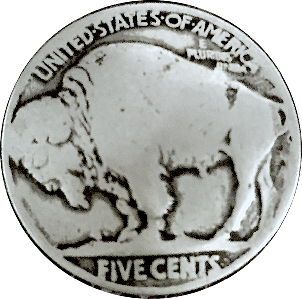 Authentic Buffalo Nickel Coin Button Shank Back,  7/8" USA  #SW-31