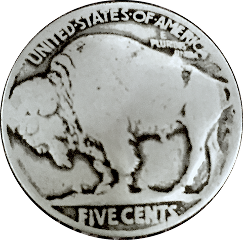 Authentic Buffalo Nickel Coin Button, 7/8" USA, Larger Shank #RV-3