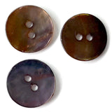 Dark Chocolate-Gray Shiny Agoya Shell 2-Hole Button Medium Size 9/16"  #1229