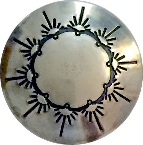 SALE, Southwest Ten Sunrises Silver Concho Style Shank Back Western Button 5/8" #WN-43