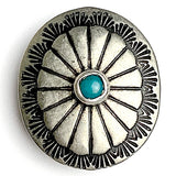 Blue Bead Star, 1" Oval w. 'Turquoise' Concho Button #SW-15