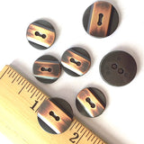Copper Stripe on Black Metal Button, 5/8" or 11/16" round