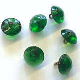 green emerald glass buttons vintage