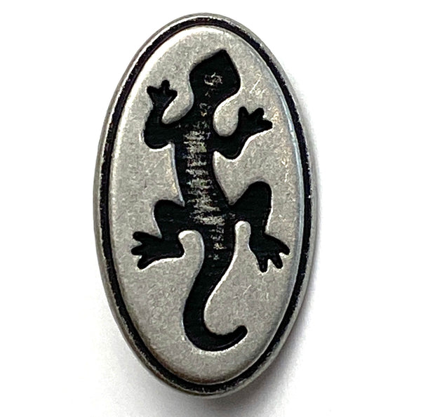 SALE Lizard Oval Button, Southwest Silver/Black Shank Back 1" #SWC-95