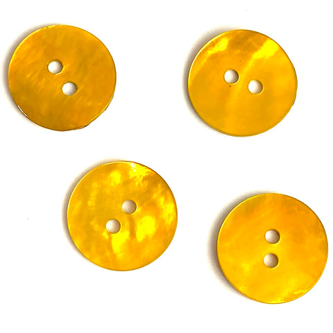 11/16" Golden Yellow Pearl Shell 2-hole Button, 4 for $5.50   #905D