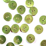 1/2" Apple Green Pearl Shell 2-hole Button, 6 for $5.10   #185-D
