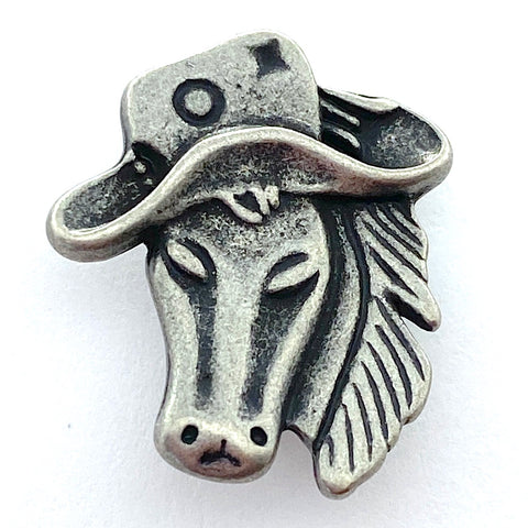Horse with Hat Metal Button 15/16". #SWC-83
