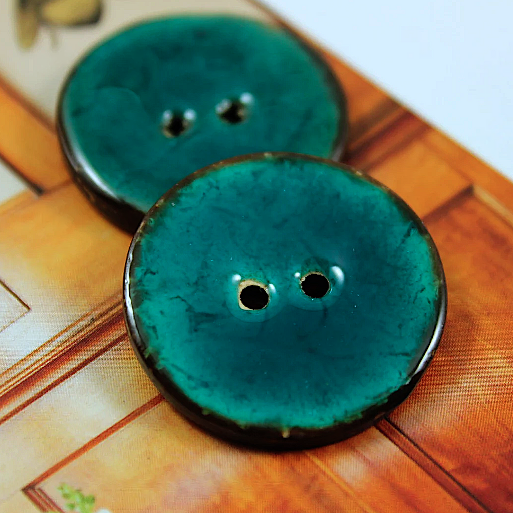 Neture Button Dark Turquoise Blue Shiny Coconut 1