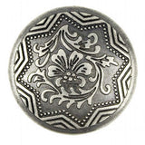 Hibiscus Silver-Gray Metal Button 3/4" Shank Back  #SWC-22
