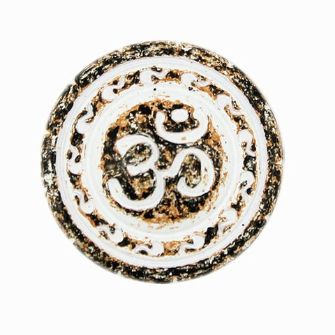 OM Button 13/16" copper / rust / white Om. #SWC-86